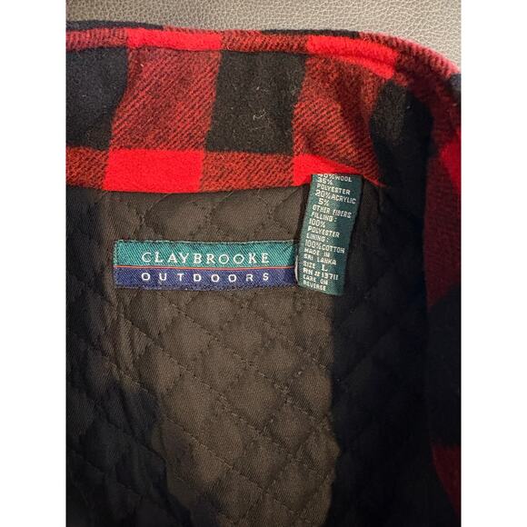 VTG CLAYBROOKE OUTDOORS Wool Blend Flannel Vest | Red Black Checkered | LARGE - Picture 4 of 6